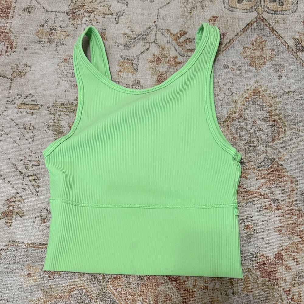 lululemon athletica Lime Green Ribbed Tank Top